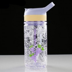 Бутылка поильник для воды Фрукты с гелем для охлаждения, 350 мл, микс, 7х20 см 