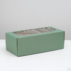 Коробка самосборная, с окном, мятная, 16 х 35 х 12 см МИКС  