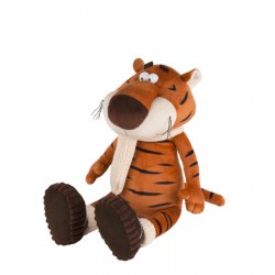 Мягкая игрушка Тигр Костян в вязаном шарфе и уггах 20 см