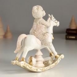 Статуэтка сувенир новогодний Мишка на качалке коне 15 см