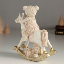 Статуэтка сувенир новогодний Мишка на качалке коне 15 см