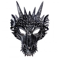 Карнавальная маска Дракон, латекс, цвет серебряный