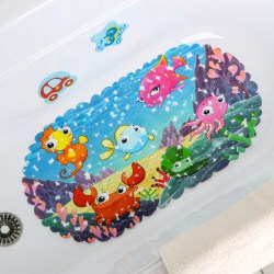 Коврик для ванны «Яркие рыбы», галька, 35×68 см