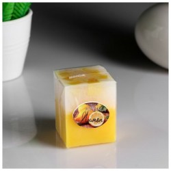 Свеча- куб с мозаикой Лимон ароматическая, 5×6 см 