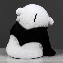 Копилка Панда флок, чёрный цвет, 19 см