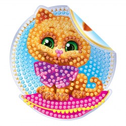 Алмазная вышивка наклейка для детей «Котик», 10 х 10 см. 