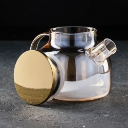 Чайник заварочный с металлическим ситом Глори 1 л, цвет золотой