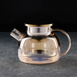 Чайник заварочный с металлическим ситом Глори 1 л, цвет золотой