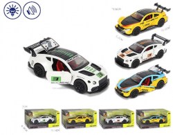 Машина инерционная на батарейках(свет,звук),белый/желтый в