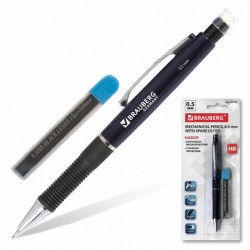 Набор BRAUBERG "Modern", мех.карандаш, корп.синий + грифели НВ 0,5мм 12шт, блистер