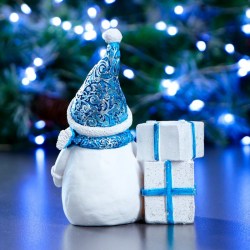 Фигура статуэтка подсвечник Снеговик синий