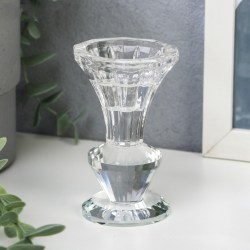 Подсвечник стекло на 1 свечу Вазон с хрусталиком 9 см