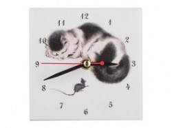 Часы кошка-мышка 10х10 см
