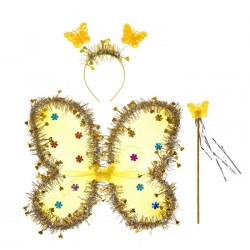 Карнавальный набор Бабочка 3 предмета: крылья, ободок, жезл, цвет золотой
