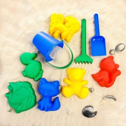 Набор игрушек для песочницы: 6 формочек для песка, совок, грабли, 