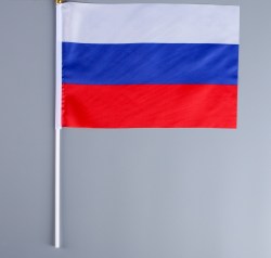 Флаг России, 20 х 30 см, шток 40 см, полиэфирный шёлк  