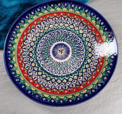 Ляган круглый Риштанская Керамика 42х6 см синий