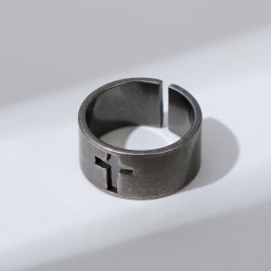 Кольцо "Крест" полость, цвет серый металл, безразмерное