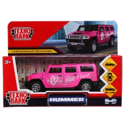 Модель машины Hummer H2 Спорт12 см, двери, багажн, инерц, розовый