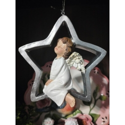 Сувенир статуэтка подвеска Ангел на звезде 11 см
