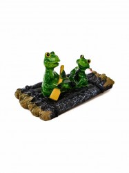Садовая фигура из полистоуна «Лягушка на плоту» 17×11×9.5 см, водоплавающая
