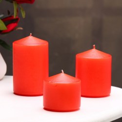 Набор свечей - цилиндров 3в1 (6х11 см, 6х8 см, 6х6,5 см), красный