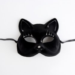 Маска карнавальная кошка черная с ушками