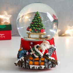Сувенир статуэтка водяной шар музыка Елочка Дед Мороз 14 см