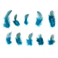 Набор перьев для декора 10 шт., размер 1 шт: 5 × 2 см, цвет бирюзовый с чёрным