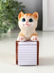 Фигурка с блокнотом 20 листов «Рыжий котик» полистоун, 6.5×5×11 см