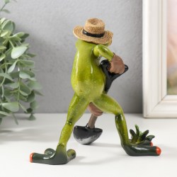 Статуэтка сувенир Лягушка садовод садовник с лопатой 15 см