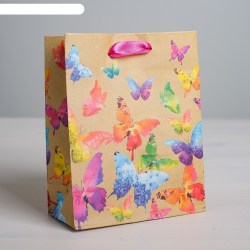 Пакет «Бабочки», 12 × 15 × 6 см