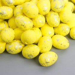 Пасхальный декор яйцо перепелиное серебро желтый 100 шт