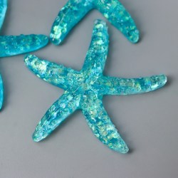Декор для творч пластик Голубая морская звезда слюда 4х4 см