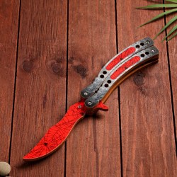 Сувенир деревянный Нож Бабочка красный