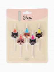 Набор свечей для торта Котики, 6 см, 5 шт.