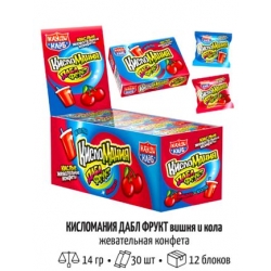 Конфета жеват. КИСЛОМАНИЯ/дабл фрукт Вишня/Кола 14г