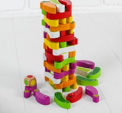 Игра Падающая башня. Овощи, 55 элементов дерево