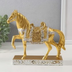 Фигурка полистоун Золотой конь - аллюр, 17.5×19.5×5.4 см