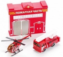 Набор пожарная станция с машинкой и вертолетом 