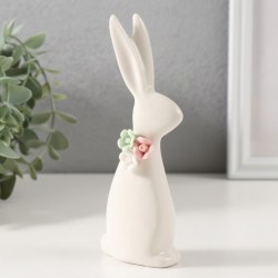 Фигурка керамика «Зайчик белый с цветочками» 6×2.8×15 см