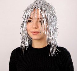 Карнавальный парик Дождь, 35 см, цвет серебряный