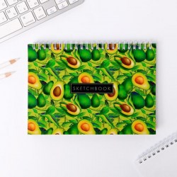 Скетчбук горизонтальный на гребне Sketchbook avocado, А5,80 листов