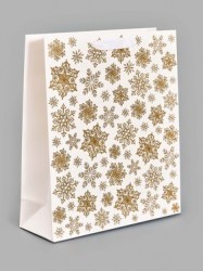 Пакет подарочный Новогодние снежинки, 32×26×10 см, тиснение, конгрев, 3D-эффект