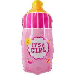 Шар фольгированный 29" Бутылочка для малышки, фигура, розовый