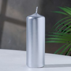 Свеча - цилиндр, 4х12 см, 20ч, серебро