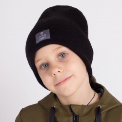 Двухслойная шапка для мальчика, цвет черный, размер 54-58