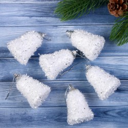 Ёлочные игрушки 6 шт. «Зимнее волшебство. Снежные колокольчики» пластик, 4х4,5 см, белый