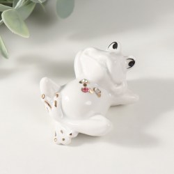 Фигурка керамика «Лягуха на отдыхе» белый с золотом, стразы, 4.5×4×6.2 см