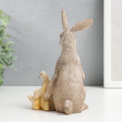 Сувенир пасхальный полистоун Кролик, утенок и цыпленок - дружба 15х8х10 см